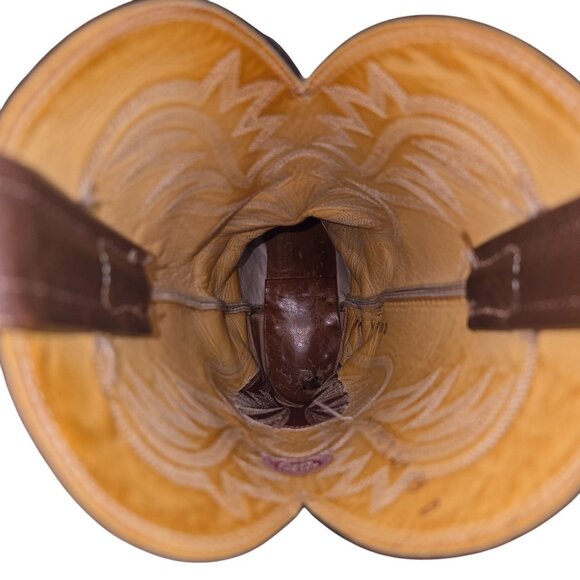 Nocona Cape Buffalo Cowboy Boots Mens size 10D Brown Tan Exotic Leather Western - Picture 16 of 16